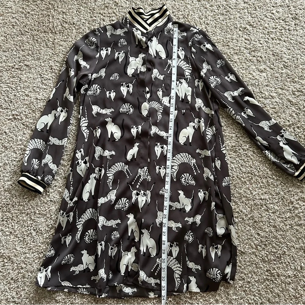 Zara Gray and White Animal Print Mini Dress - Picture 9 of 9